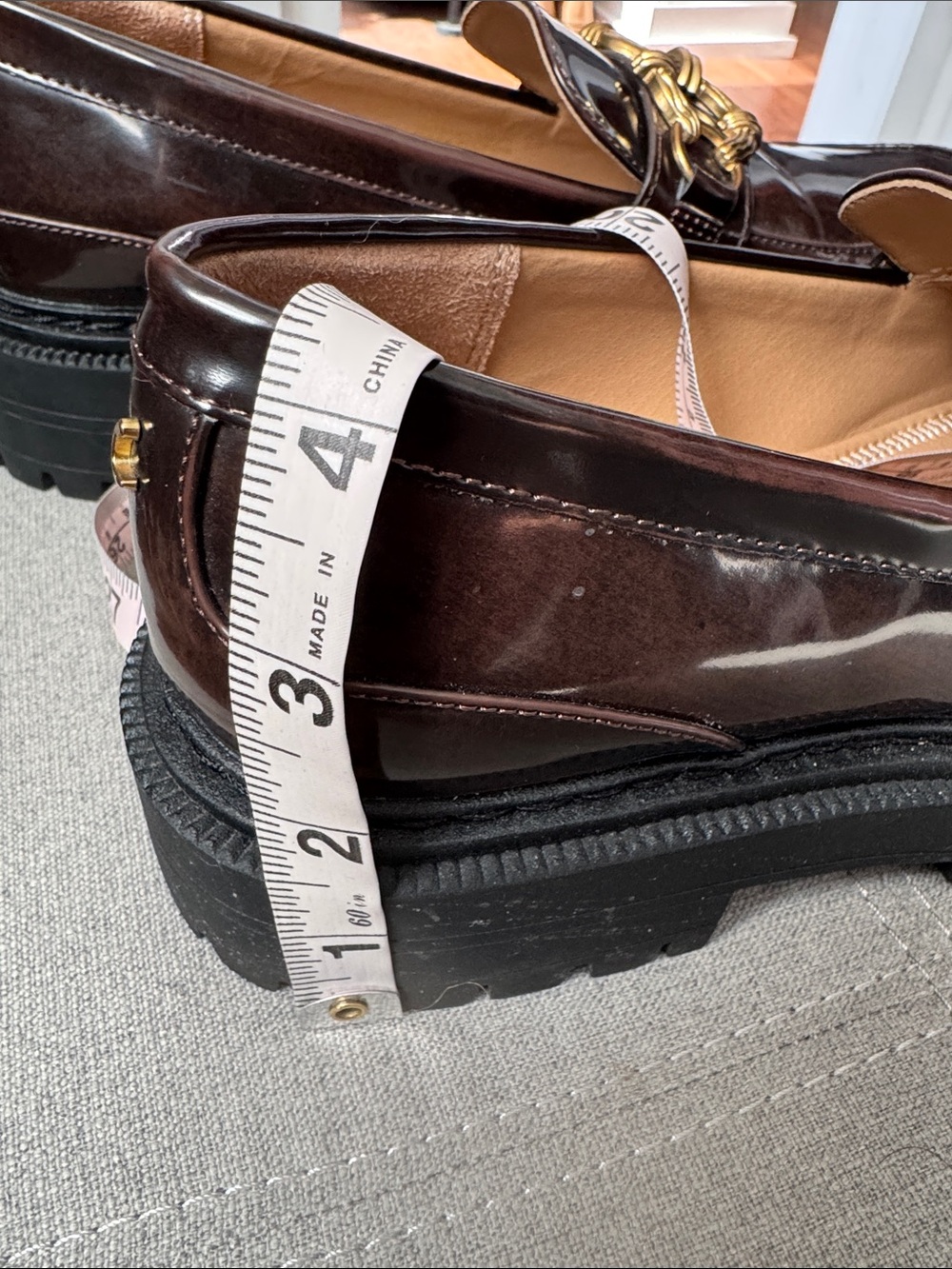 Circus NY by Sam Edelman Dark Brown Patent Loafers with Gold Chain Accent Sz10 - Picture 15 of 16